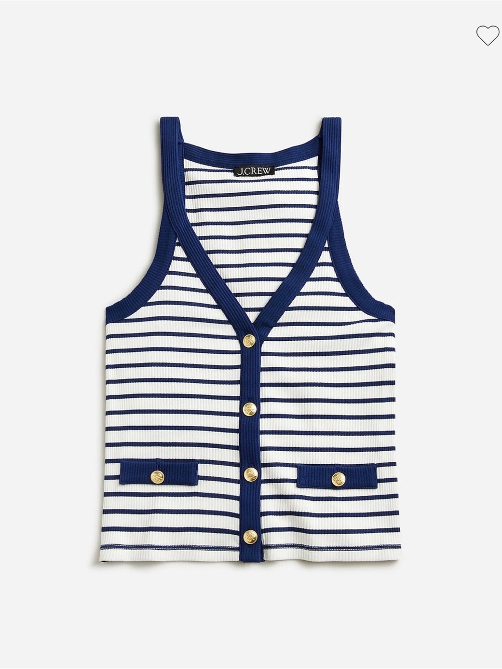 J.Crew Vintage rib lady tank top in stripe • size medium • BY421 • Navy Cream